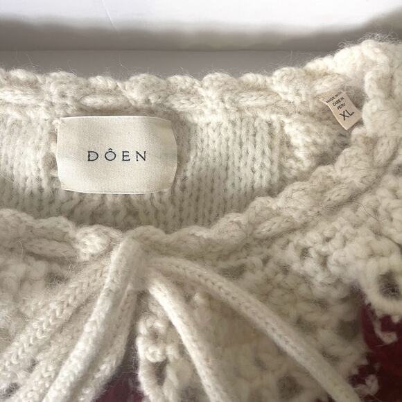 DOEN Rare Valentina Alpaca Peter Pan Collar Pom Pom Pullover Sweater Size XL - Picture 12 of 16